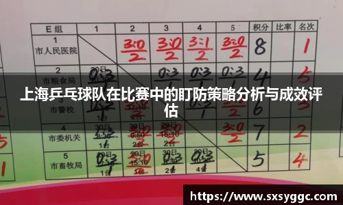 上海乒乓球队在比赛中的盯防策略分析与成效评估